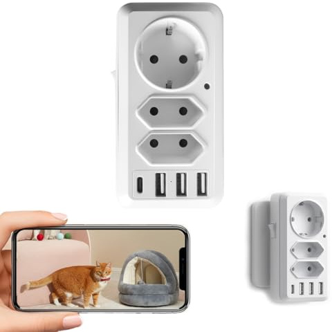 ULar 4K WiFi Prise Murale avec Ports USB Caméra Vue à Distance | Stockage local, Alertes de mouvement, Recharge pendant l'enregistrement, Mode AP, Pas d'audio