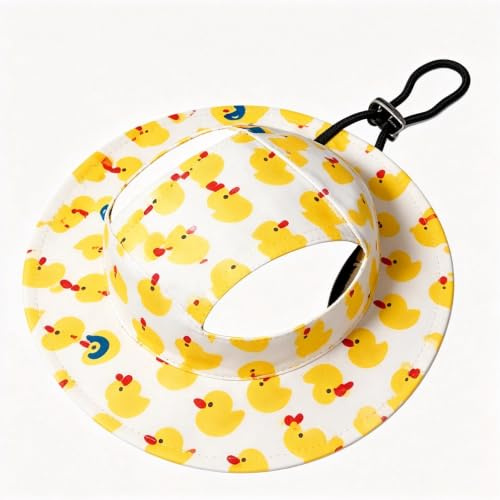 Suixtil Hunde Sonnenhut mit Ohrlöchern, Verstellbare Haustier Baseballmütze für kleine Hunde & Katzen, Sommer Sonnenschutz Hut mit Enten-Design, Kopfumfang 18cm, Outdoor Haustier Visier für Welpen