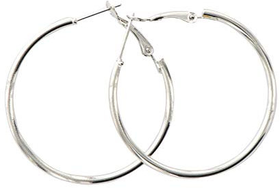 Leslii, Ohrringe für Damen, Creolen in Silberfarbe, klassischer Ohrschmuck, Modeschmuck, Ohrringe Silber Hochglanz, Durchmesser 5,5cm
