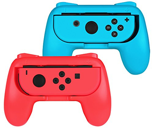 FINTIE Comfort Grip per Nintendo Switch/Switch Modello OLED Joy-con, [2-Pack] Design Ergonomico Resistente all'Usura comodità di Gioco Controller Kit Maniglia per Switch Joy-con, Rosso/Blu