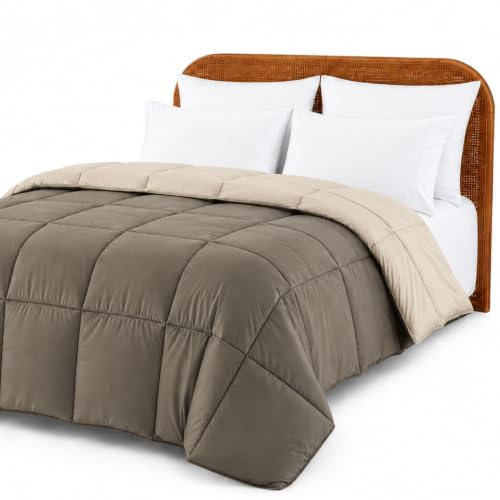 Modern Threads Down Alternative Reversible Comforter Taupe/Champagne King