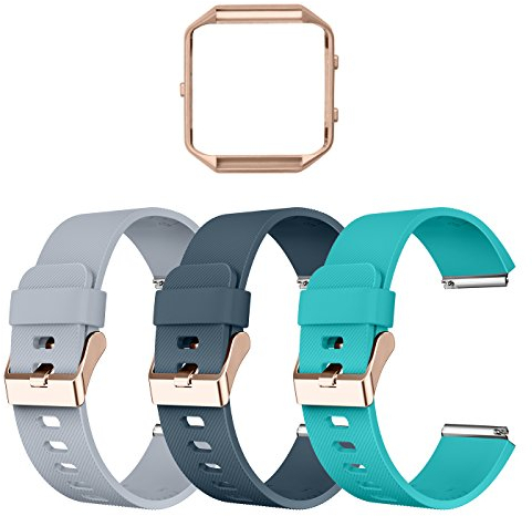 LEEFOX Kompatible Blaze Bänder mit Rahmen, Sport Silikon Ersatzband für Blaze Smart Fitness Watch Zubehör Armbänder groß, mit Roségold Rahmen Herren Damen