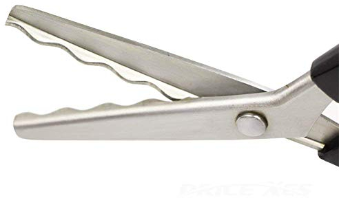 Zickzackschere mit Wellenschliff, Edelstahl, professionelle Zick-Zack-Schnittschere, Stoff-Dekoration, Bastelschere mit Komfortgriff (18 mm)