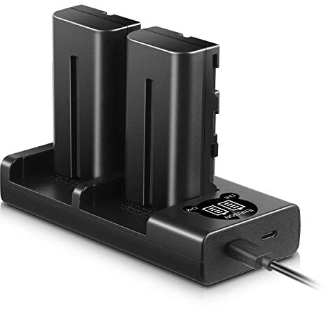 ENEGON NP-F550 Ersatzakku (2 Stück) und Smart LED Dual USB Ladegerät für Sony NP-F550 und Sony NP-F970 NP-F960 NP-F950 NP-F930 NP-F980 NP-F570 NP-F750, Camcorder