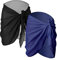 2 Stück Sarong-Überzüge für Damen, Badeanzug, Wickel-Badeanzug, Rock, Strand, Bikini, Bademode, Chiffon, Schwarz und Blau, Small