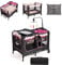 COSTWAY 4 in 1 klappbares Reisebett & Beistellbett & Wickeltisch & Laufstall, 2 Ebenen Babybett höhenverstellbar mit Tragetasche, Matratze & Spieluhr, Mobile Stubenwagen, 15 kg belastbar (Rot)