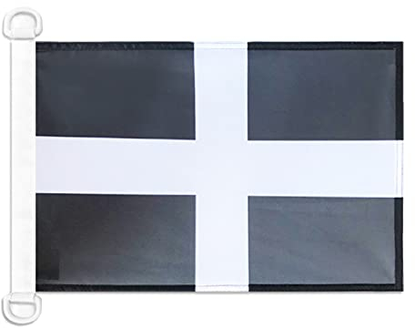 AZ FLAG Bootsflagge Grafschaft Cornwall 45x30 cm, Aussenverwendung - Cornwall Bootsfahne Aus Gestricktem Polyester Mit Plastikringen