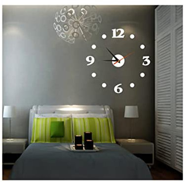 Senteen Orologio da Parete Grande 3D DIY Orologio da Parete Moderno Frameless Mute Acrilico Specchio Adesivi Decorazione Parete di Casa Ufficio Hotel Ristorante