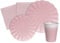 Ciao-Kit Table Fête Party Flower Shape 24 personnes (112 pcs: assiettes, gobelets, serviettes) en papier compostable, rose Vaisselle papel eco-friendly, Uni, AZ111