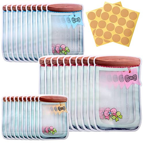 KESTAR Reusable Food Saver Storage Bags - 30 Pcs Mason Jar Zipper Sealed Fresh Bags