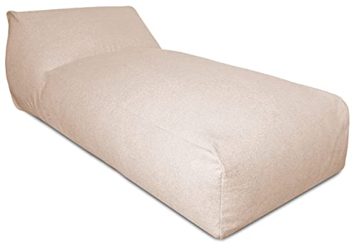 Deshome - Sitzsack für den Garten, Chaise Longue abnehmbar für den Außenbereich 180x90 cm - Bean Bag Chair, Outdoor-Sitzsack mit Polsterung Pouf Puff Design Beige
