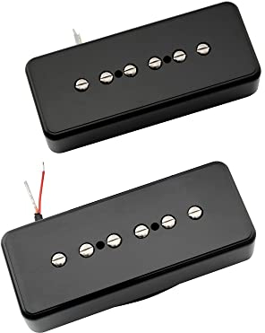 Artec ASA90 Alnico 5 P90 Soapbar Single Coil Tonabnehmer Hals Steg Pickups Set für E-Gitarre, Schwarz