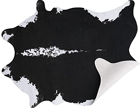 AROGAN Faux Cow Hide Rug, Premium Teppich Kuh Print Tierbereich Teppich für Western Boho Dekor, Rindsleder Teppich für Schlafzimmer, Wohnzimmer, niedliche Kuh Dekor Schwarz und Weiß, 6 x 10 cm