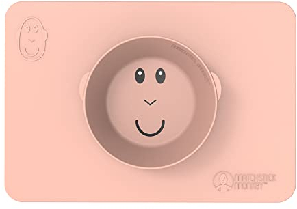 Matchstick Monkey Essenszeit Tischset - Platzset - Anti-Rutsch-Matte mit integrierter Schüssel - rosa