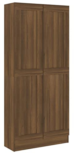 vidaXL Bücherschrank, Bücherregal mit viel Stauraum, Büroschrank für Schlafzimmer Wohnzimmer Büro, Aktenschrank Schrank, Braun Eichen-Optik Holzwerkstoff