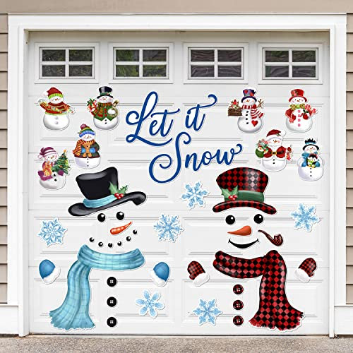 WHYMEO 45Pcs Christmas Garage Door Decoration Magnets, Snowman Style, Metal Material, 45 Count, Medium Size