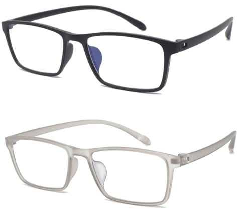 Mcoorn Lesebrille Anti Blaulicht Entspiegelt für Herren mit Etui, Lesehilfe Breit Groß Flexibel Rechteckig Biegsam, Dioptrien +1.0