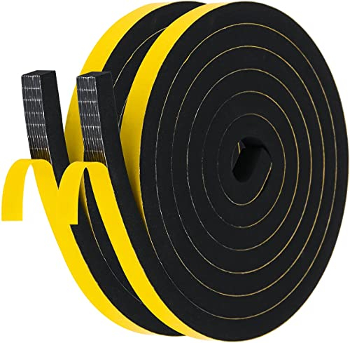 Palazen 4m Dichtungsband Selbstklebend für Türen Fenster 12mm(B) x10mm(D) Moosgummi Dichtband Türdichtung Fensterdichtung Zugluftstopper Schaumstoffband Abdichtung Schwarz [2 Rollen mit je 2m]