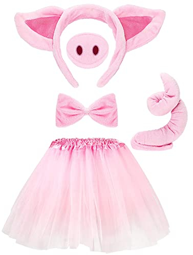 Karneval Kostüme für Kinder, Katzenkostüm Kinder Mädchen, Faschingskostüme Kinder, Kostüme für Mädchen, Verkleidung Kinder Tiere, Schwein Kostüm Kinder, Tierkostüm Schafe Rosa Katze Tutu Rock Set (A)