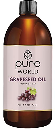 Pure World Natural Grapeseed Oil 100% Pure and Undiluted.1000ml Premium Italian Quality Grapeseed Oil – Aromatherapy, Skin, Nails, Body and Face, Food Grade
