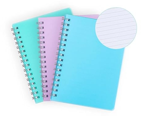 Irmanas Spiral-Notizblock, A5 Collegeblöcke Liniert, klein College-Schulbedarf, Taschennotizbuch für die Arbeit, ästhetisches Geschenk, Bürobedarf für Teenager, Mädchen und Jungen, 3 Stück
