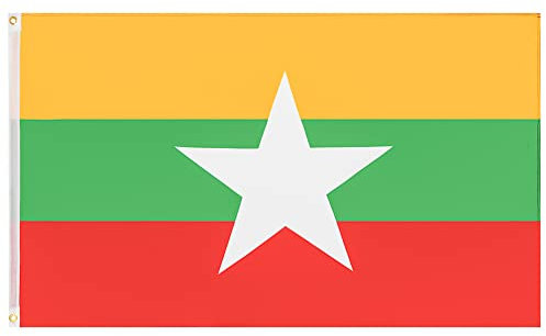MUWO Flagge Nations Together 90 x 150 cm Nationalmanschaften, doppelseitige Gartenflagge, wetterfeste Fanflagge, Fußballflagge Polyester Länderfagge Deutschland mit Ösen (Myanmar)