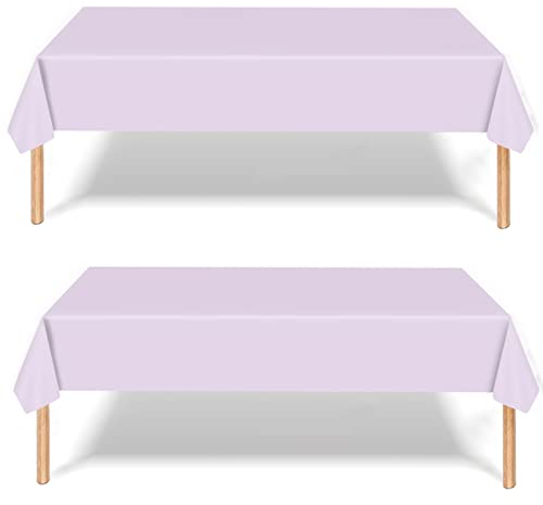 2Pcs Light Purple Party Tablecloth Decorations for Birthday, Disposable Table Cloth Covers, Dining Tablecover for Indoor or Outdoor Kid Wedding Birthday Picnic Party Decorations