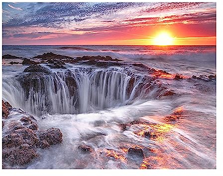 SHEGZHUC Cuadros de Diamantes de Cascada 50x40 cm Pintura Diamantes Grande Paisaje Cascada Puzzle Diamantes Cascada Pintura Diamante Puesta de Sol Pintura de Diamante 5D Paisajes Mar Kit Completo