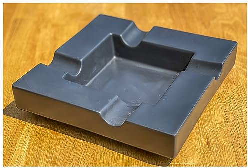 Topkapi 351.009 Großer Zigarren Ascher Black Night │ Aschenbecher aus echtem Hart Porzellan │ 4 Ablagen │ Spülmaschinenfest │ Outdoor & Indoor Zigarrenascher│ Anthrazit Schwarz│ Made in Germany