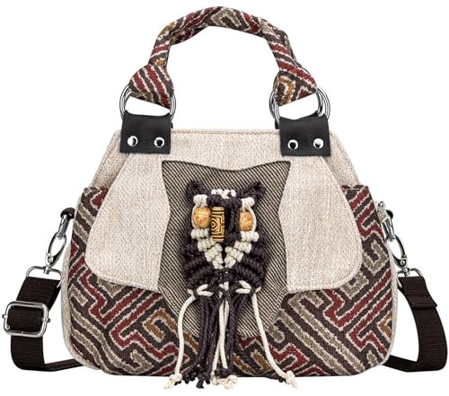 ADKALIV Tragetasche für Damen mit Reißverschluss, kleine Crossbody-Taschen für Frauen, trendige, handgewebte Umhängetasche, Handtaschen für Frauen, Eule, rot, Small