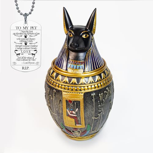 1st Heaven Urne funéraire décorative pour Animaux de Compagnie – Urne funéraire décorative pour Animaux de Compagnie – Ornement égyptien fabriqué à la Main pour décoration d'intérieur (Grand, Chien)