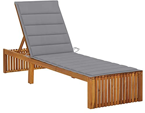 ARKEM Sonnenliege mit Auflage Akazie Massivholz Schaukelliege Saunaliegen Kippliegen