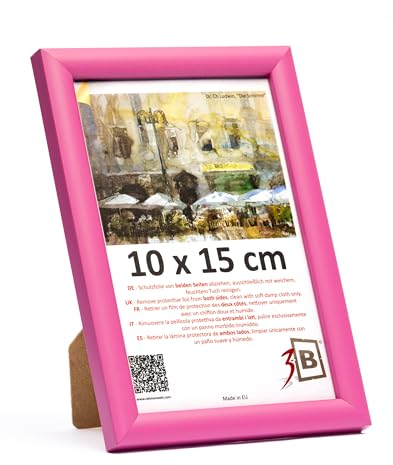 3-B Cadre de l'image MAUI - Rose - 10x15 cm - cadre photo en bois avec verre acrylique