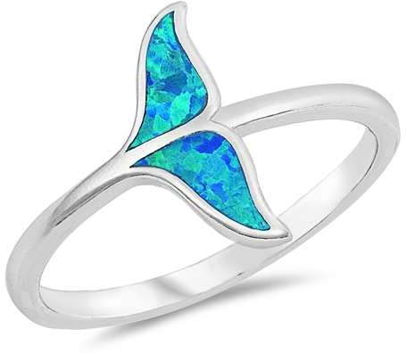 Sterling Silber Blau Opal Whale Tail Ring LTDONRO150657-BO70