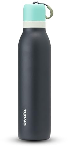 Owala FreeSip Twist Insulated Stainless Steel Water Bottle with Straw for Sports and Travel, 710ml, Blue, Grey (Foggy Tide)