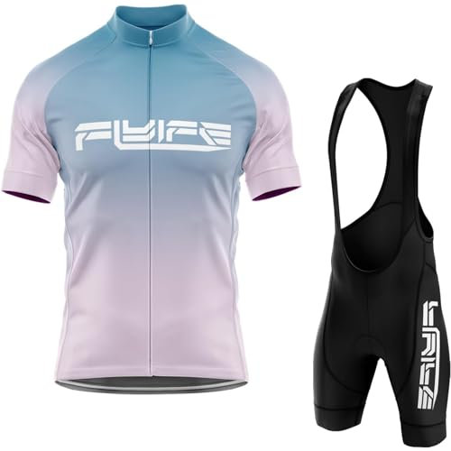 FLYIFE Completo Ciclismo Estivo Abbigliamento Ciclismo Manica Corta Tuta Ciclismo Uomo Pantaloncini in Gel 9D, 3 Tasche,Asciugatura Rapida (TYP-4,M)