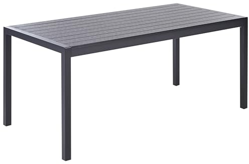 Beliani Gartentisch für 6 Personen schwarz Aluminium/Kunstholz 180x90 cm modern Vernio