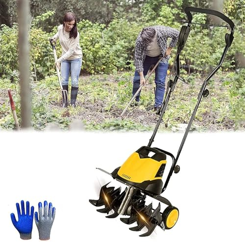 Motobineuse de Jardin, motobineuse électrique, cultivateur Rotatif, 6 Lames, Profondeur de Travail 22 cm, Largeur de charrue 45 cm, houe à Moteur Rotatif Pliable, motoculteur Porta