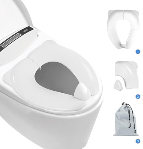 Pejoye Foldable Potty Toilet Training Seat, Potty Training Toilet Seat for Boys and Girls, Foldable Travel Toilet Seat Toddler with Travel Bag, Non-Slip Toilet Seat Covers with Splash Guard