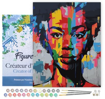 Figured'Art Peinture par Numéro Adulte avec Cadre Street Art Femme - Activité Manuelle Kit de Loisir Créatif DIY Numéro d'Art Complet - 40x50cm toile tendue sur châssis