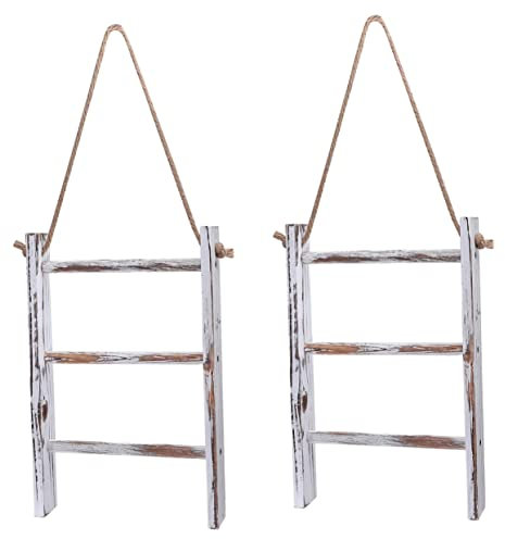 2 Pcs Vintage Towel Rack Shelves for Storage Wall Mounted Blanket Ladders Wall Towel Kitchen Towel Rack Vintage Wall Hooks Ladder Towel Rail Home Towel Rack Bathroom Supply/40 * 24Cm*2Pcs