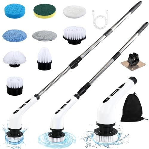 PQETBV Brosse Nettoyage Electrique, 11-in-1 Brosse Nettoyage Set, Brosse Electrique Nettoyage Rotative étanche IPX7 pour Salle de Bains Cuisine Voiture