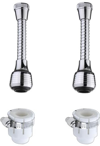 JHXhhthongtong 2 Pièces Douchette Robinet Cuisine, Aérateur de Robinet 360 Degrés Extension de Robinet Flexible Aérateur Robinets Cuisine 2 Modes Réglable pour la Cuisine et la Salle de Bain