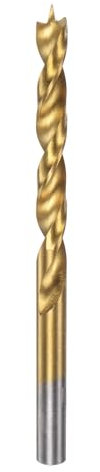 HARFINGTON Brad Point Drill Bit 6.5mm(1/4) Dia Straight Round Shank Drill Metric Brad Point Spiral Twist Drill Bits for Carpenter Woodworking Plastic Rubber, Golden