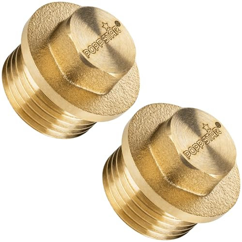 Poppstar Tappo maschio in ottone 3/8 di pollice filetto esterno (BSP G 3/8 (16,7 mm), fino a 50 bar, 12 mm esagonale), 2 pezzi