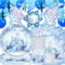 Vajilla Castillo,81pz Vajilla de Fiesta Princesa de Hielo Castillo Platos de Papel Toallas de Papel Vasos de Papel Globos de Copo de Nieve Para Fiesta de Decoración de Fiesta de Navidad de Invierno