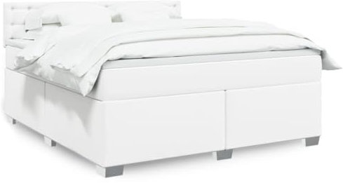 Sufrk Boxspringbett mit Matratze Weiß 180x200 cm KunstLED Bett Boxspringbett Bett Mit Matratze Polsterbett Schlafzimmer MöBeler