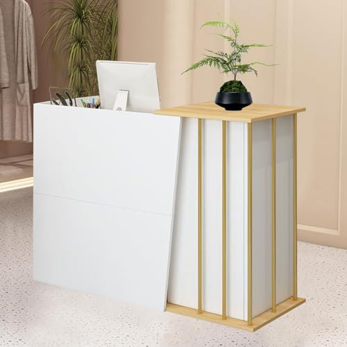 GAOXIAO Rezeptionstheke Empfangstresen Empfangsschreibtisch Verkaufstheke Bar Theke Tresen Laden Empfangstheke Kosmetikstudio, Kassentisch mit Offener Ablagefläche, Weiß C 100 cm