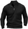 LAOARA Strickpullover Herren Pullover Rollkragenpullover Pulli Sweater Arbeitspullover Half Zip Winterpullover Schwarz XL