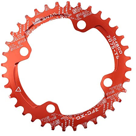 LUOKEKE Platos para Bicicletas Plato 104BCD Redondo 30t 32t 34t 36t 38t 40t 42t 44t 46t 48t 50t 52t Diente Placa de un Solo Diente MTB Bicicleta de montaña 104 BCD Bicicleta Narrow Wide Plato(44,Red)